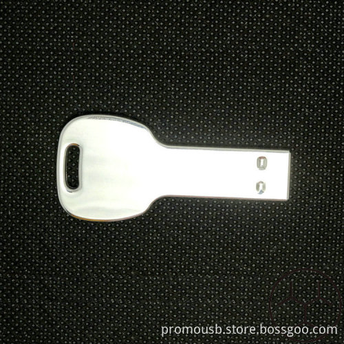 steel usb key shaped slim laser logo